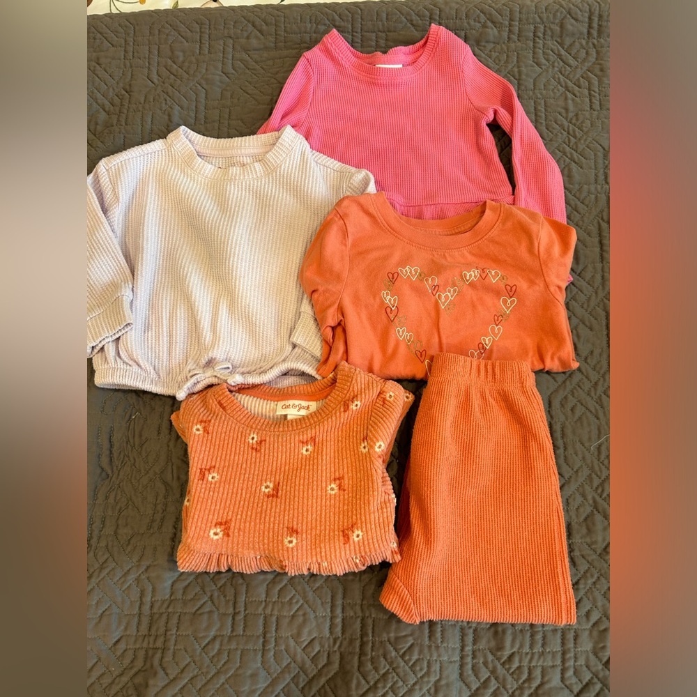 Baby Girl Cat & Jack/Jumping Beans Tops & Pant Bundle Sizes 18 Mos & 2T